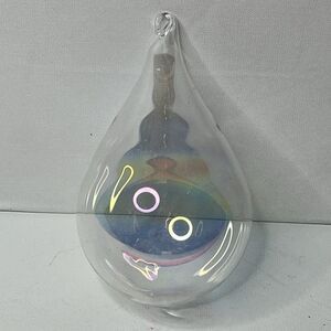 Vintage Hand Blown Iridescent Glass  Christmas Ornaments Teardrop